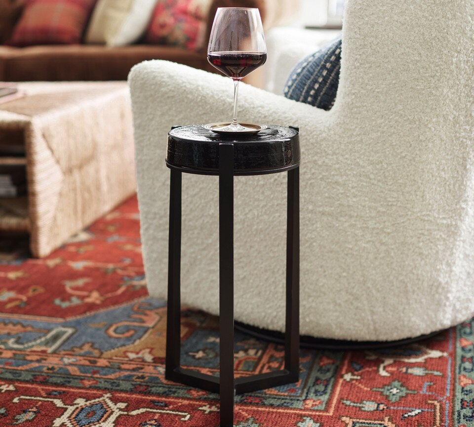 Cori Round Recycled Glass Accent Table (10")